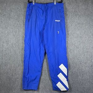 Vintage 90s Adidas Windbreaker Track Pants Ankle Zip Lined Baggy Blue Medium